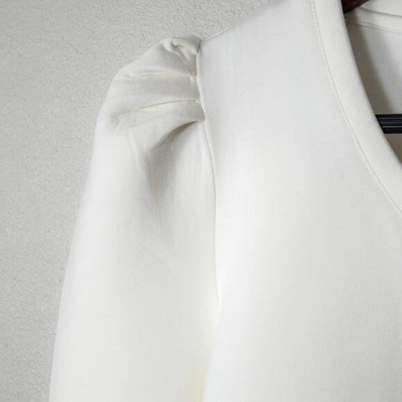 Philosophy Puff Sleeve Sweater Top White Small Clean Girl Minimalist - Picture 5 of 12